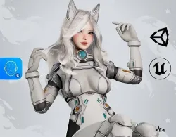 Stellar Girl Miyoko - Game Ready Low-poly 3D model