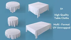 Tablecloth Set Round and Rectangular Table Cloth 3D model 3D model