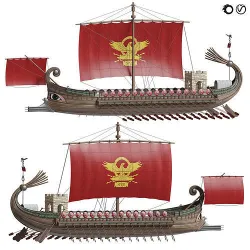 Trireme antique warship 3D model