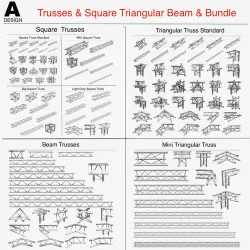 Trusses Square Triangular Beam Collection-129 PCS PRINT Modular 3D print model