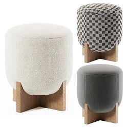 WISEMAX FURNITURE ottoman with wooden legs 3D model