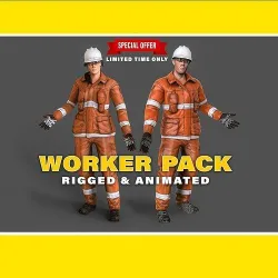 Worker Character Pack RIGGED Low-poly 3D model