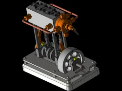2 CYLINDER VERTIVAL MARINE TYPE STEAM ENGINE (BORE 24 X STOKE 28)