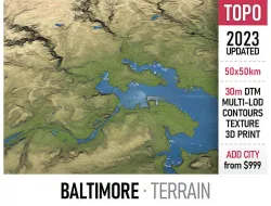 Baltimore - 3D Terrain Low-poly 3D model