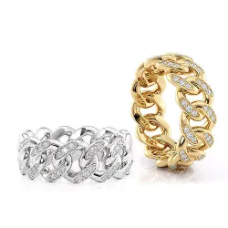 Band chain ring with stones printable 3d model 3D print model