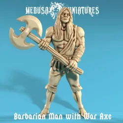 Barbarian Man with War Axe (pre-supported)
