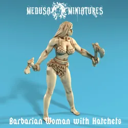 Barbarian woman with hatchets