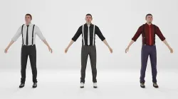 Barman 3 characters Low-poly 3D model
