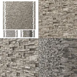 Brick stone wall granite many n3 3D model