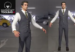Business man in a black Suit west coat Marmoset toolbag 4  Low-poly 3D model