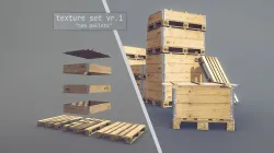 Cargo Wood Pallets Collars Cover EUR EPAL vr-1 Low-poly 3D model
