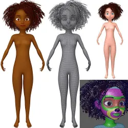 Cartoon female  base mesh 3D model
