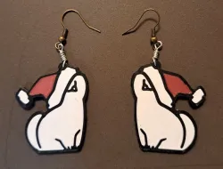 Cat in a Christmas Hat - earrings, multicolor