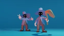 Character cartoon with long stick 3D model