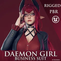 Daemon Girl - Business Suit Low-poly 3D model