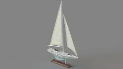 Deco 79 Coastal Wood Sail Boat Sculpture 3D model
