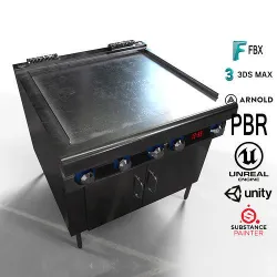 Electric Grill PBR Stainless Steel Free low-poly 3D model