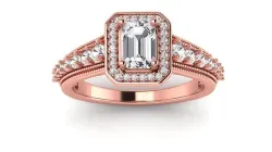 Emerald Halo Ring Solitaire Wedding Engagement Women Ring 3D print model