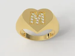 Heart Letter Ring - M 3D print model