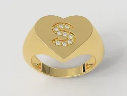 Heart Letter Ring - S 3D print model