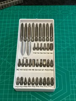 Hex Holder Gridfinity 4x2 (4U tall) - holds long, short and extender bits