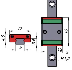 HIWIN MG Series MGN5CZFC Block & MGNR5R Rail