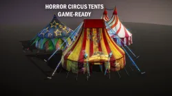 Horror circus tents Low-poly 3D model