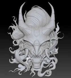 Japanese mask Hannya HI POLY 3D print model