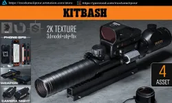 kitbash weapon optics laser camera night phone gps 3D model