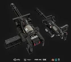 M134 Minigun  2 Types Pack Low-poly 3D model