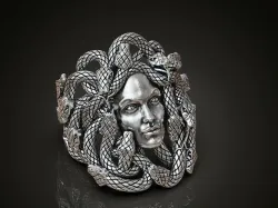 Medusa Gorgon head ring for women 3D print model