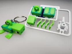 Minecraft-inspired Turtle Mini Figure Kit Card/ Keychain