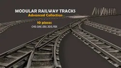 Modular Railway Track Advanced Collection 3D model