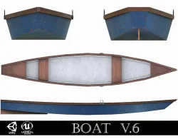 Painted Wooden Boat v6 Low-poly 3D model
