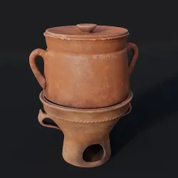 Portable stove and cooking pot Low-poly 3D model