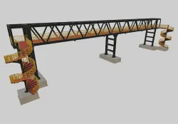 Steel Pedestrian Bridge - Spiral Stair - Truss Type-15 3D model