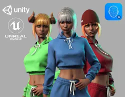 Streetwear Girl 1-16 - Sportswear Girls Pack Game-Ready Low-poly 3D model