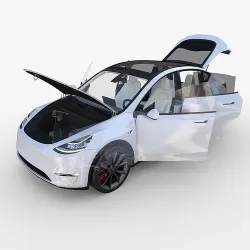 Tesla Model Y AWD White with interior and chassis 3D model
