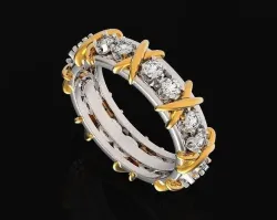 Tiffany X wedding ring 3D print model