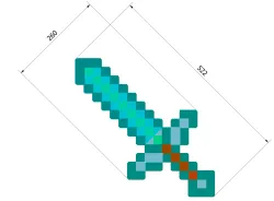 Two-piece minecraft sword 3d effect