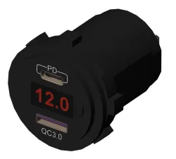 USB C Car Charger Socket 12V/24V Dual USB Socket PD3.0 and QC3.0