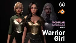 Warrior Girl -  Modular Game-Ready Low-poly 3D model