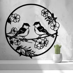 Young Birds with Flowers Wall Art