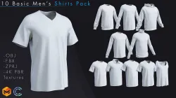 10 Basic Men Shirt Pack 3D model