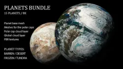 15 8K PBR Planets Bundle 3D model
