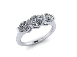 3 stone rail setting ring  3D print model