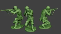 American soldier ww2 Shoot Crouch A12 3D print model
