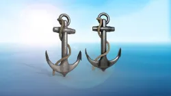 anchor karobelny and ship metal PBR game ready 2 textures Low-poly 3D model