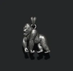 Angry roaring Gorilla pendant 3D print model