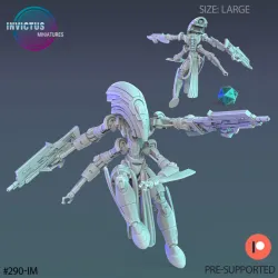 Assassin Droid Jumping / Cyborg Scout / Skeleton Soldier / Exoskelet Officer / Space War Construct / Steampunk Battle Robot / Invasion Army / Cyberpunk Droid / Sci-Fi Encounter